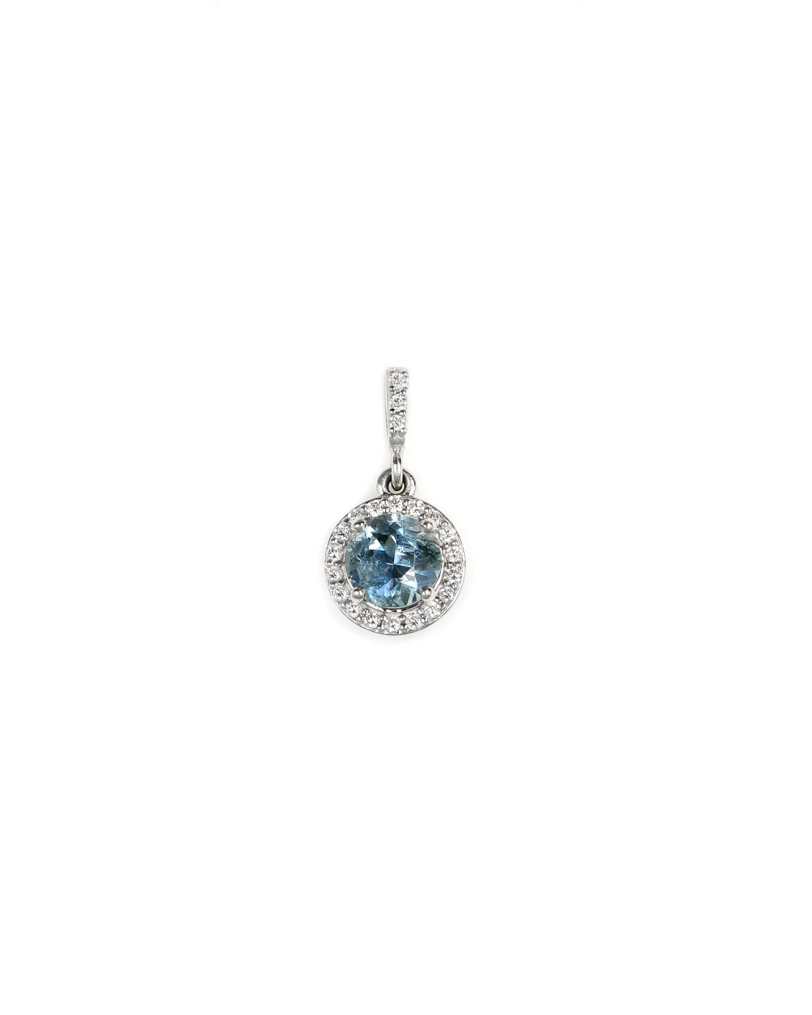 Montana Sapphire and Diamond Halo Pendant