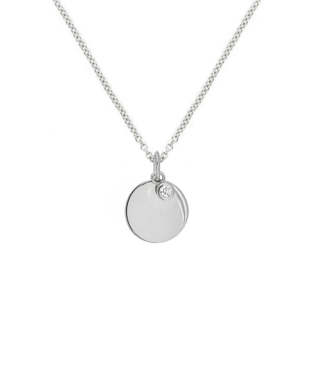White Gold Disc Pendant with Diamond