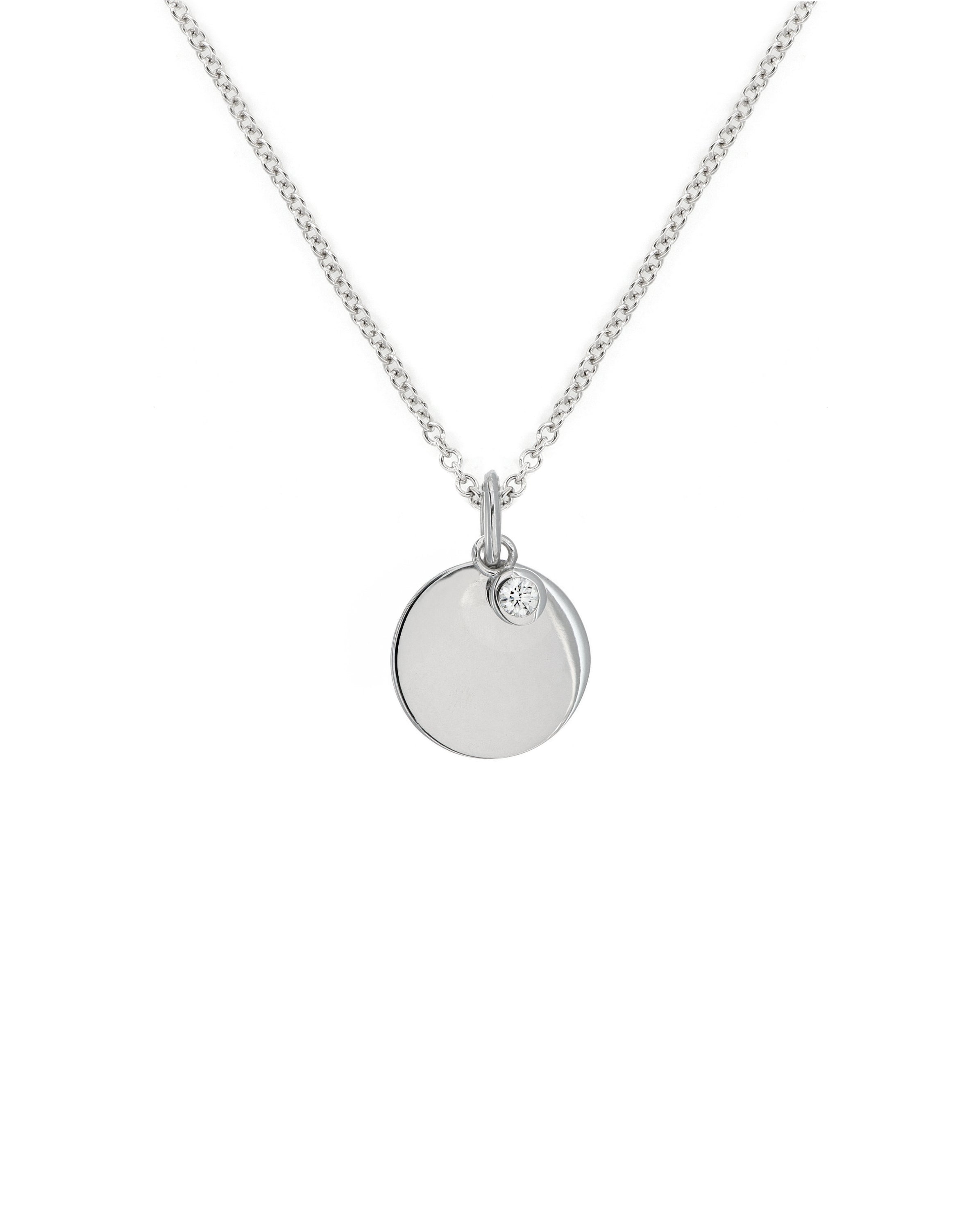 White Gold Disc Pendant with Diamond