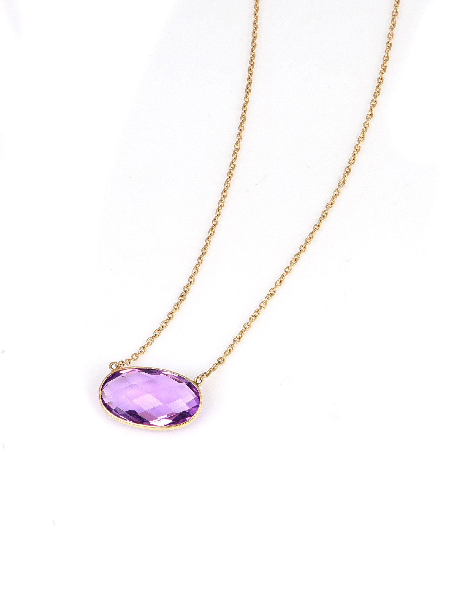 Faceted Oval Amethyst Necklace