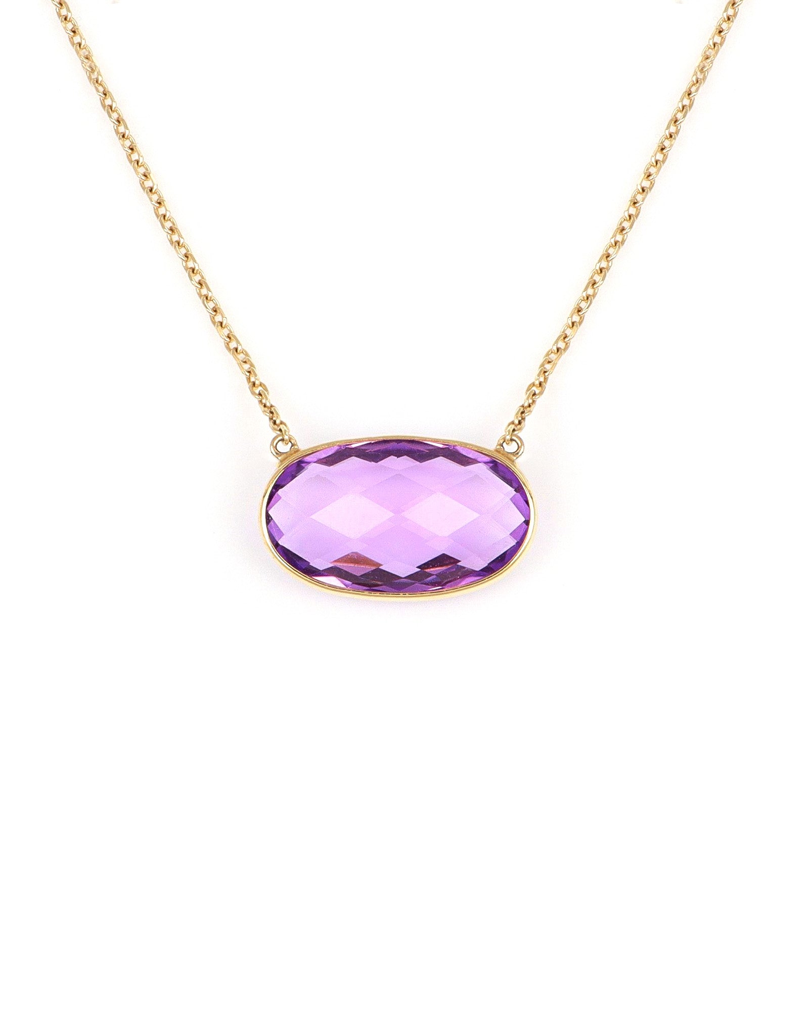 Faceted Oval Amethyst Necklace
