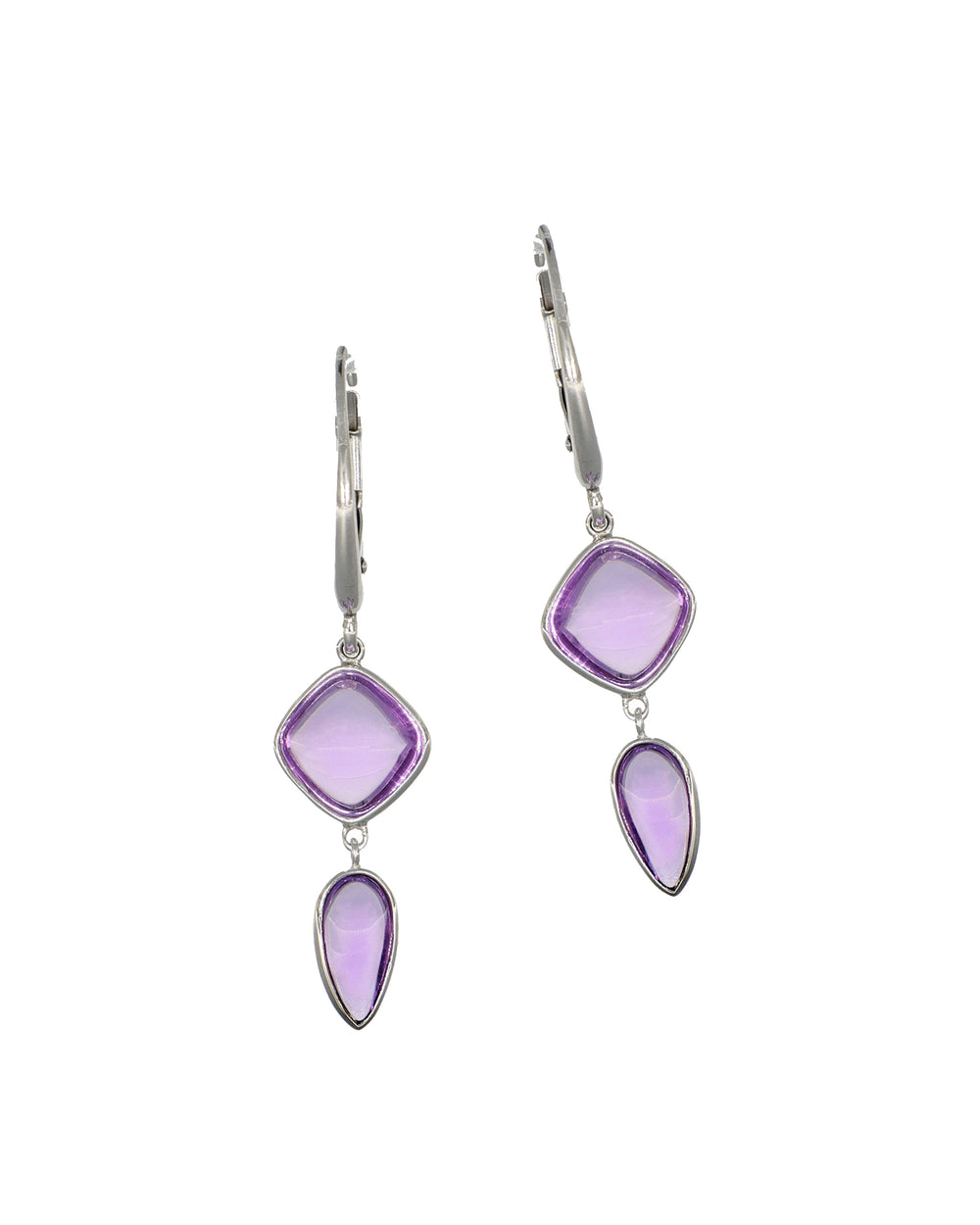 Cushion and Pear Amethyst Earrings