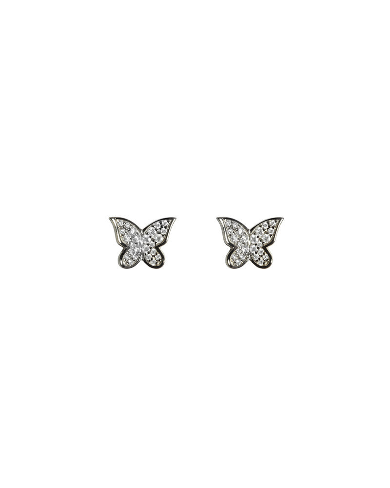 White Pave Butterfly Earrings