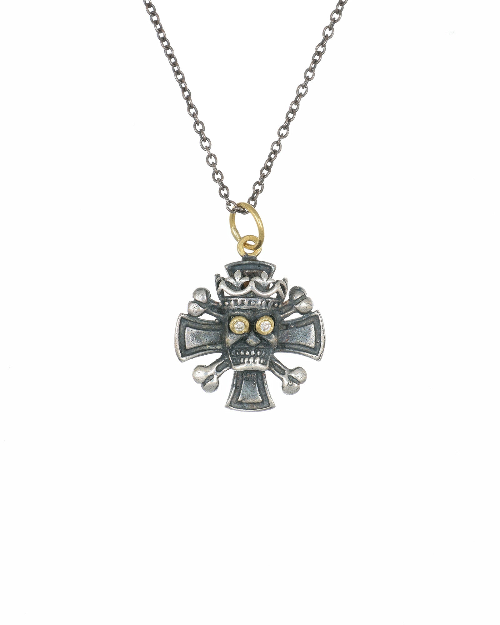 Skull Cross and Diamonds Pendant