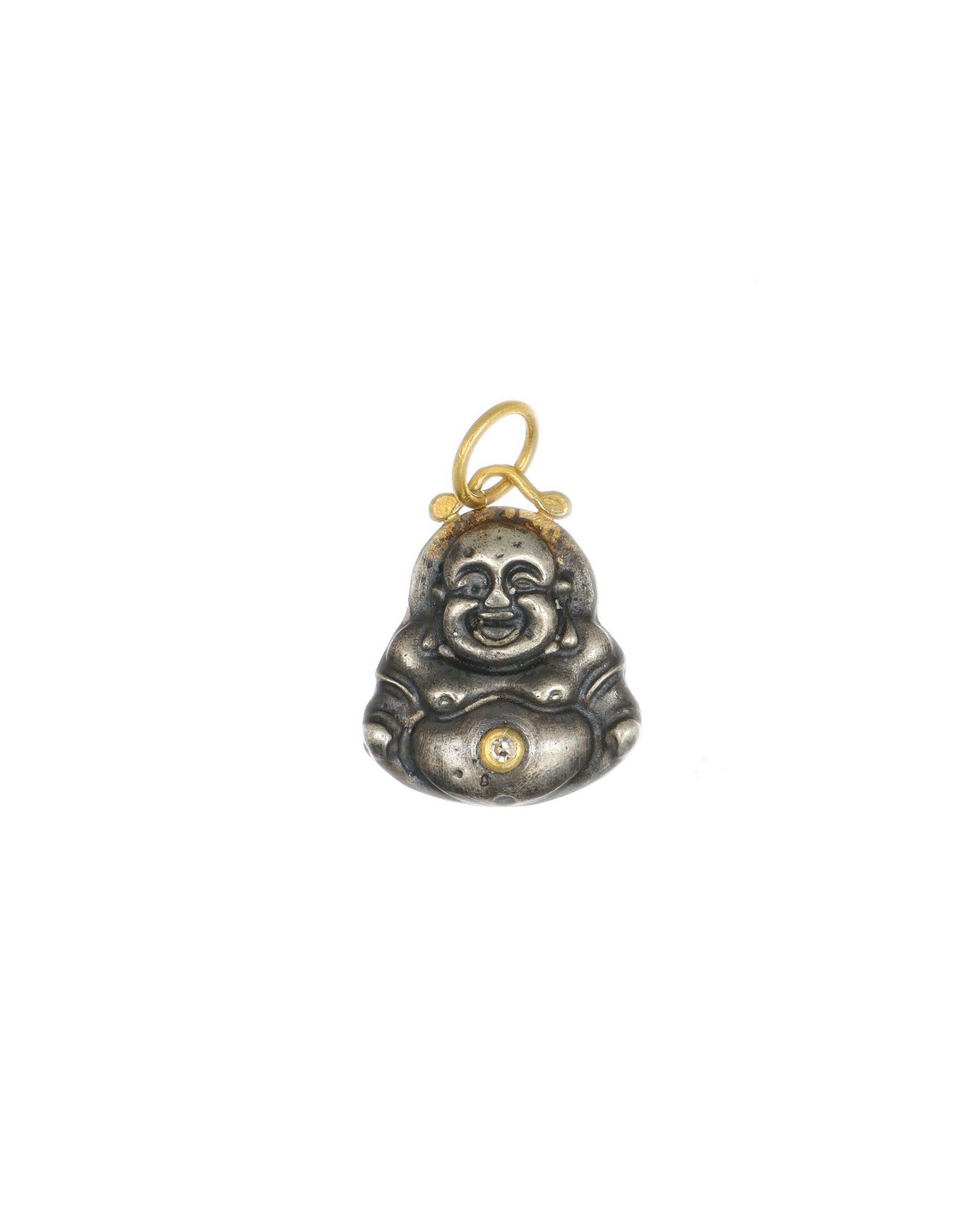 Gold and Silver with Diamond Buddha Pendant
