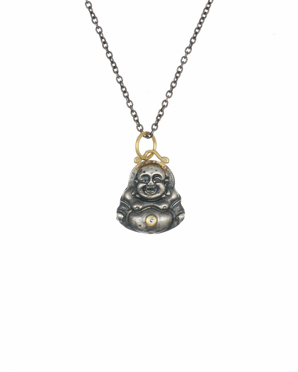 Gold and Silver with Diamond Buddha Pendant