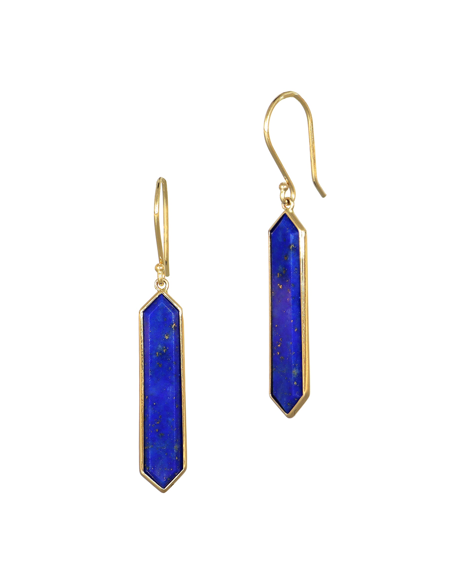 Elongated Hexagonal Lapis Earrings