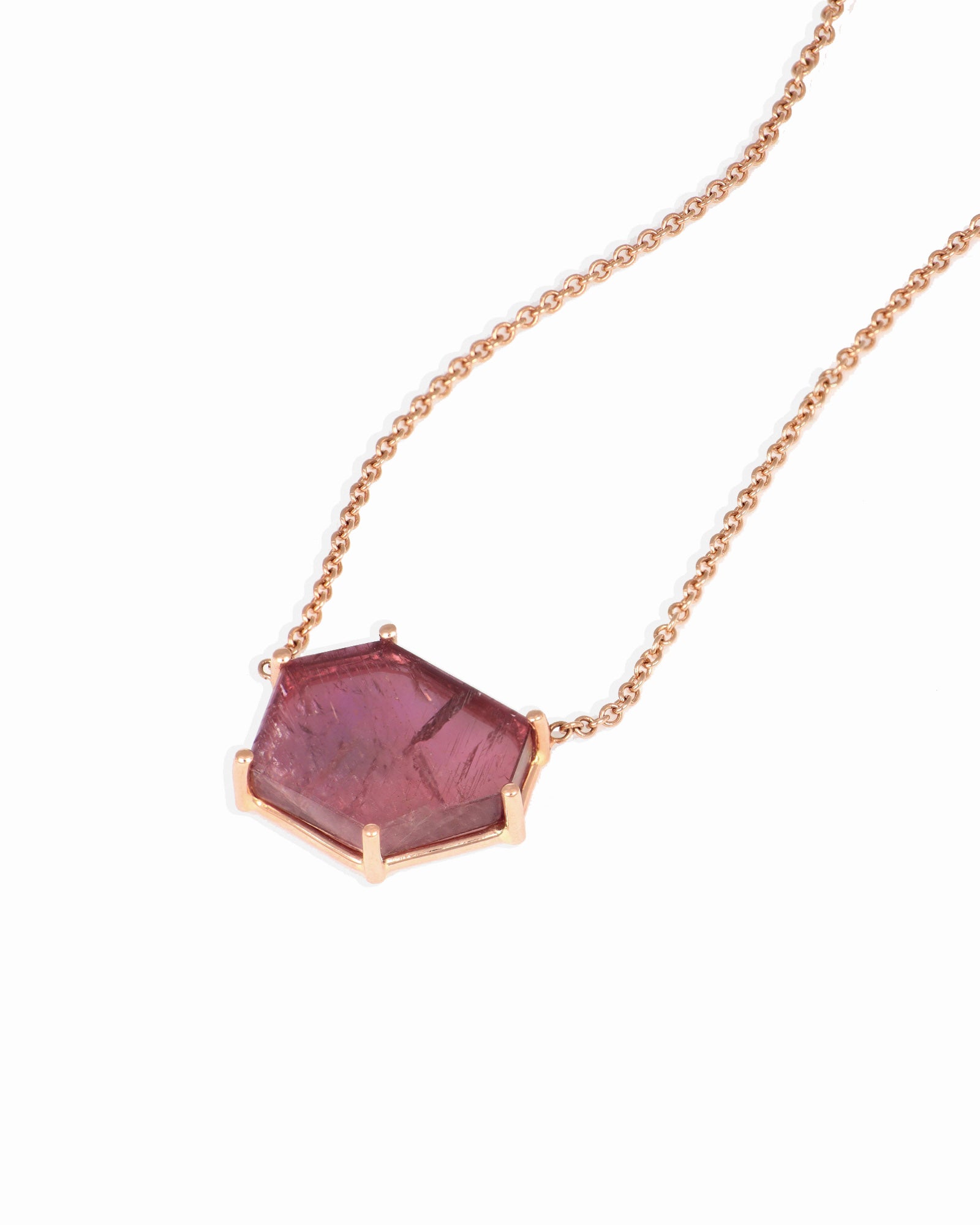 Floating Geometric Pink Sapphire Necklace