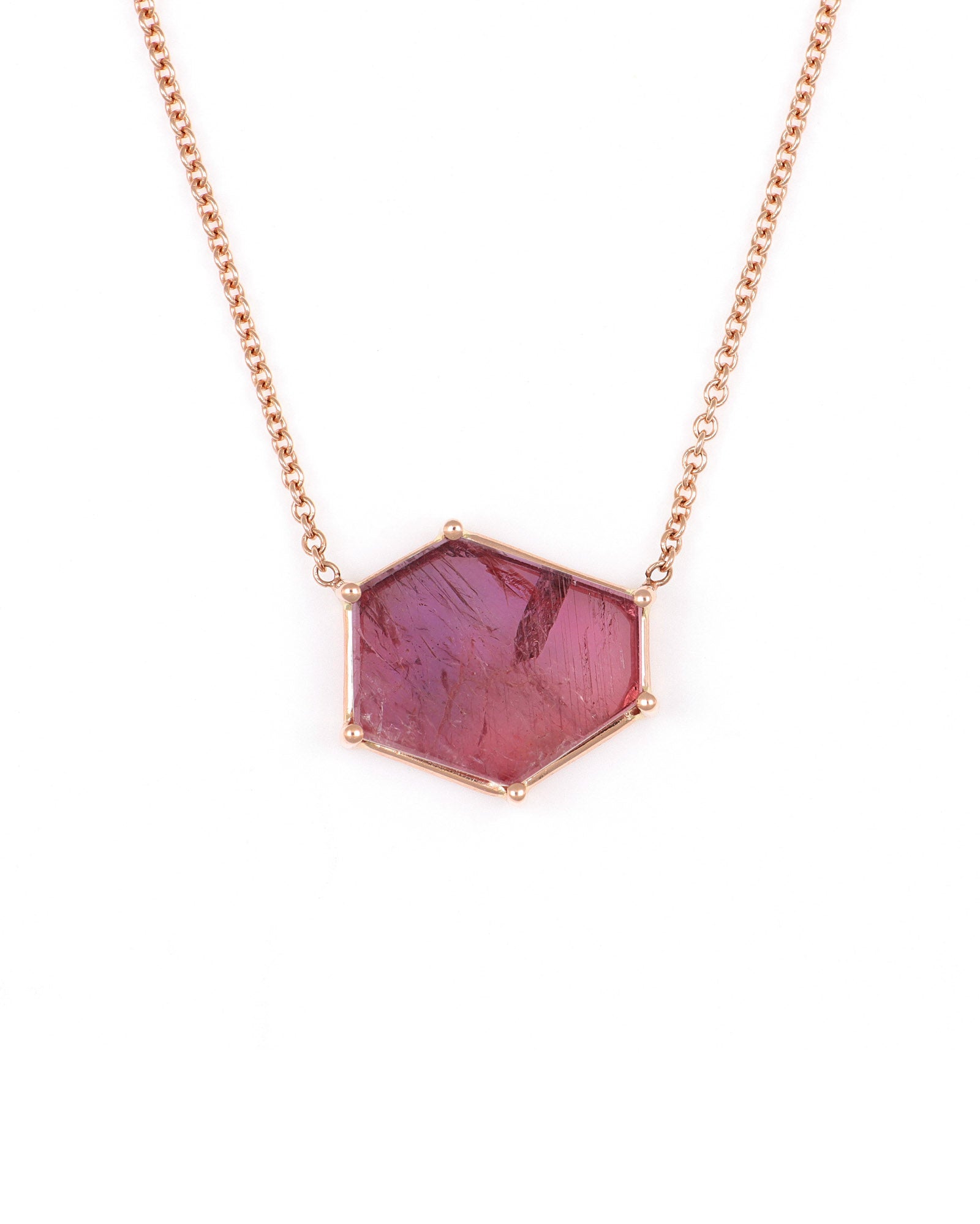 Floating Geometric Pink Sapphire Necklace