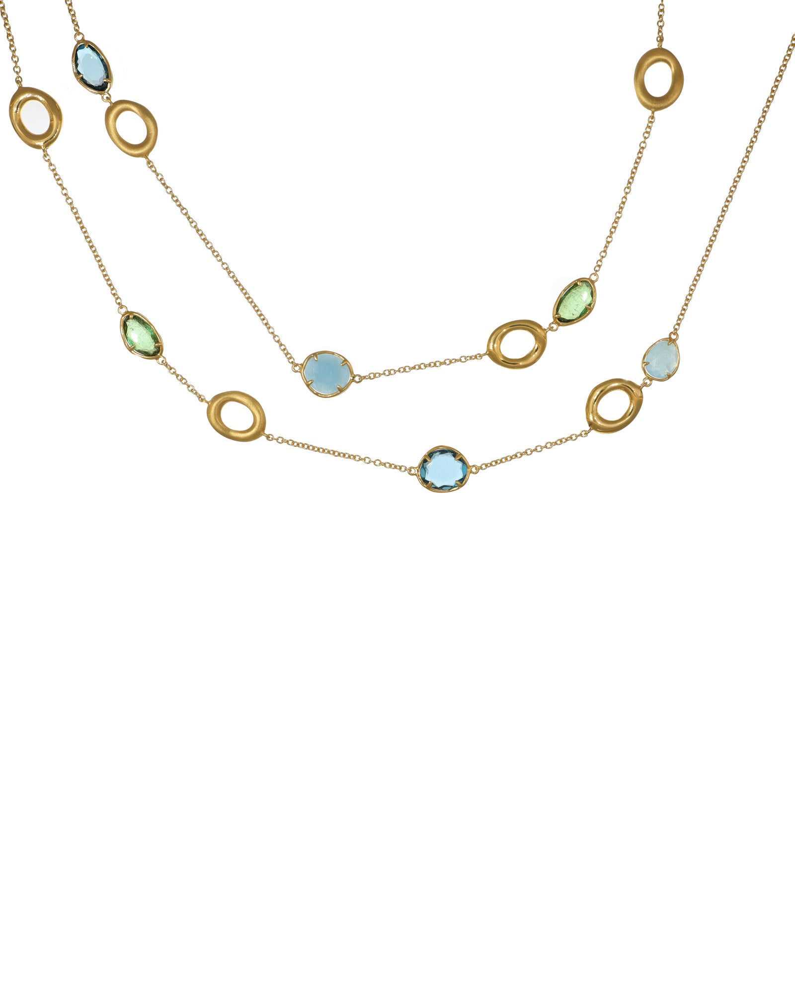 Grand Opera Necklace with Aqua, Topaz and Tourmaline