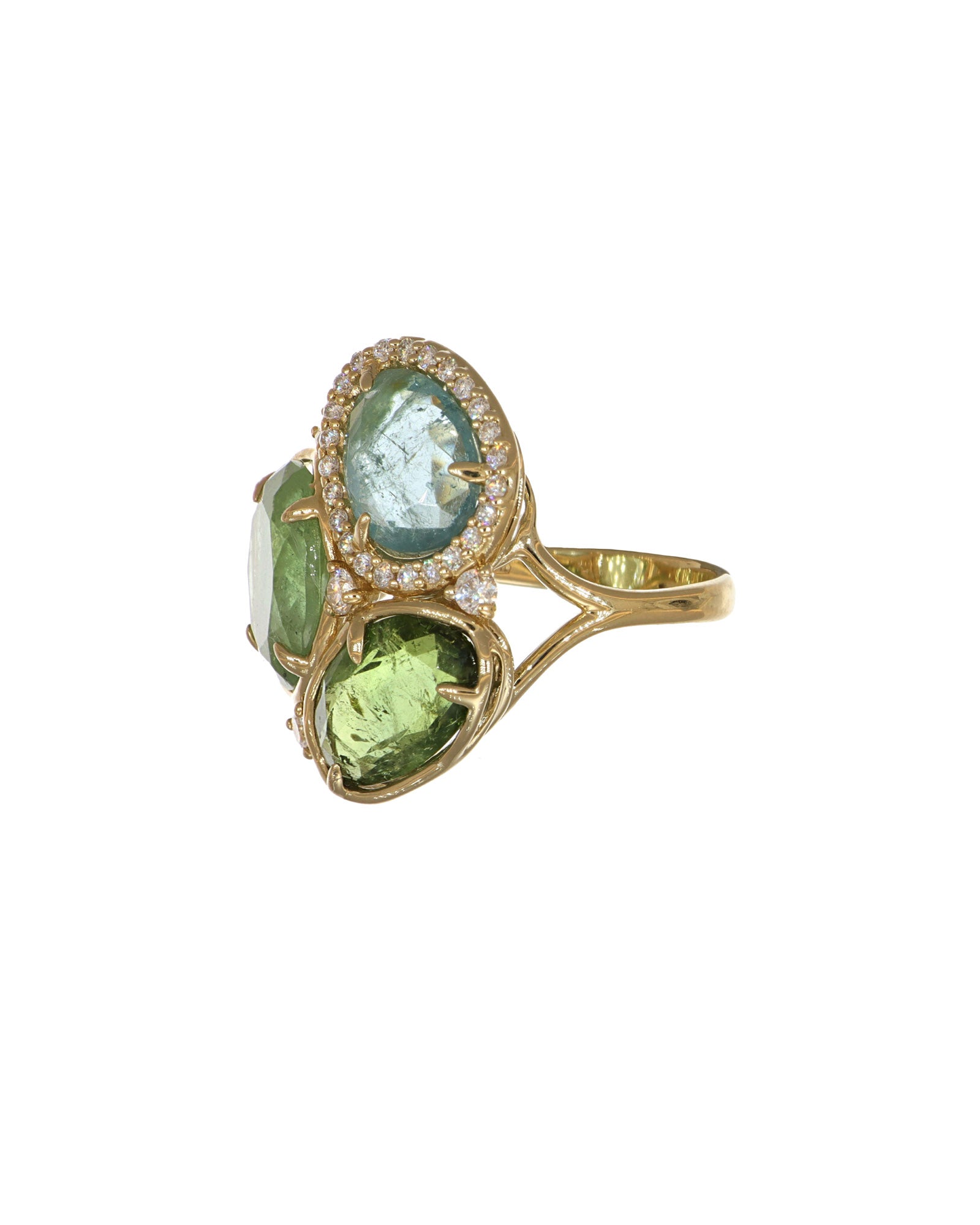 Blue and Green Cluster Ring