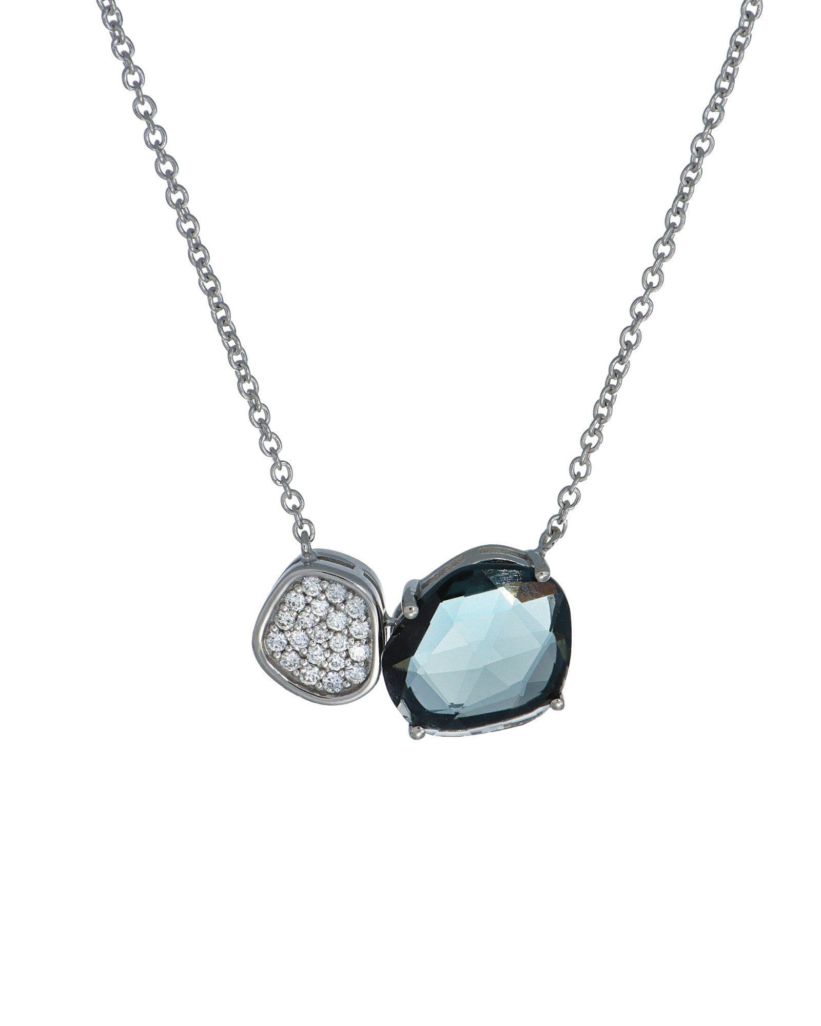 London Blue and Pave Necklace