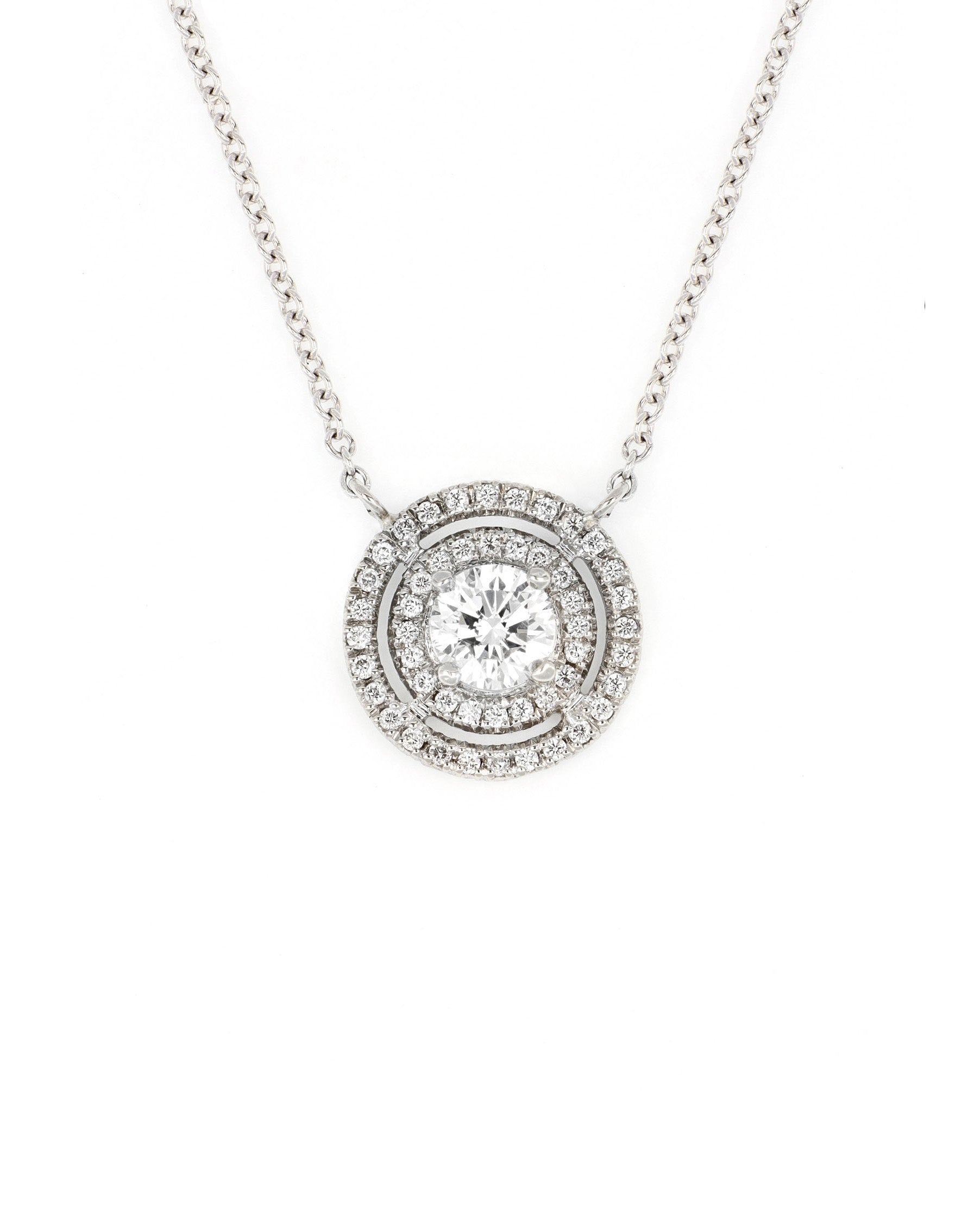 Double Halo Diamond Necklace