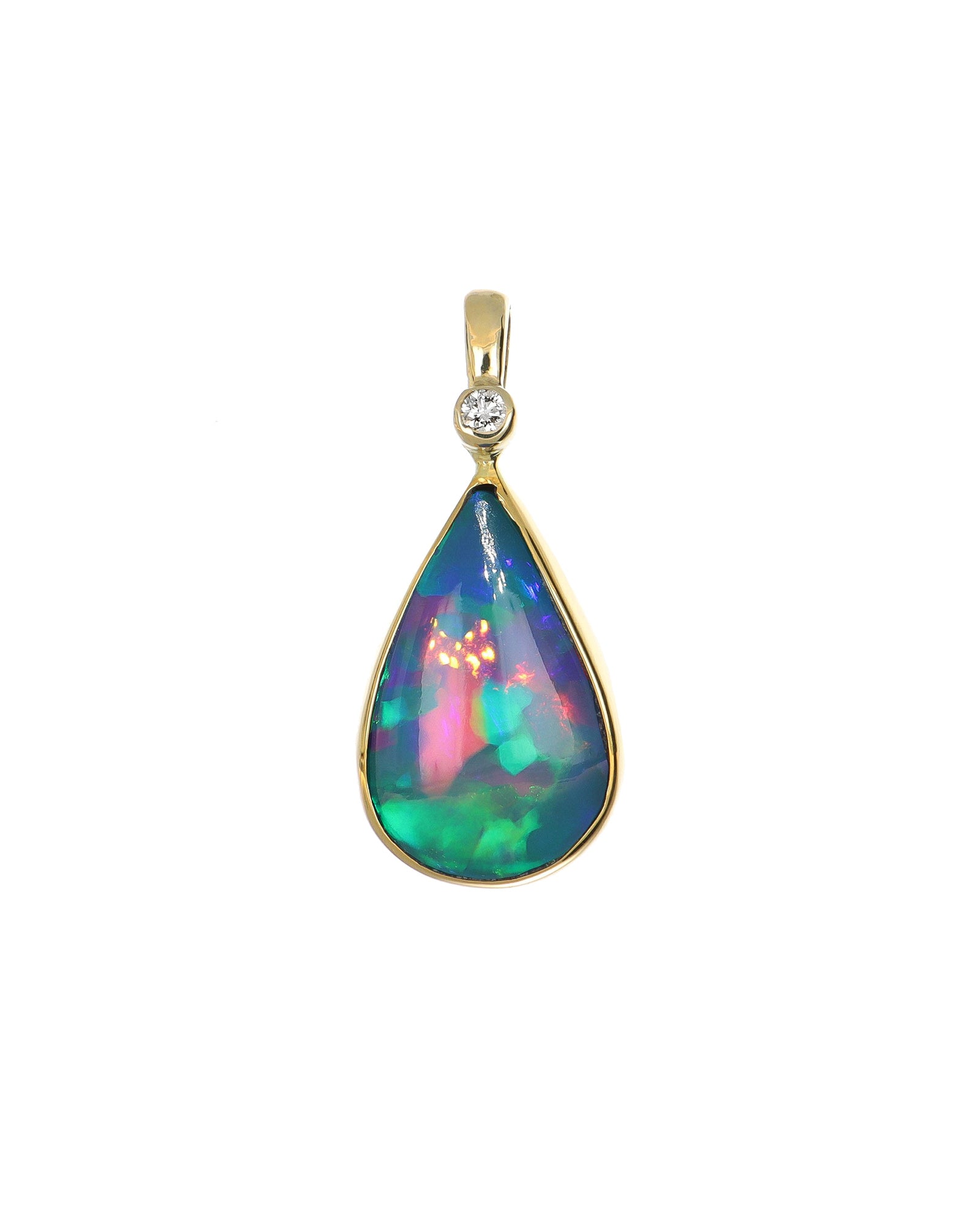 Pear Opal  and Diamond Pendant