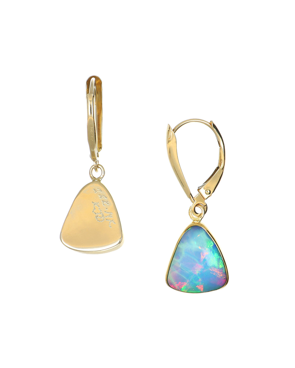 Rounded Opal Triangles Earrings