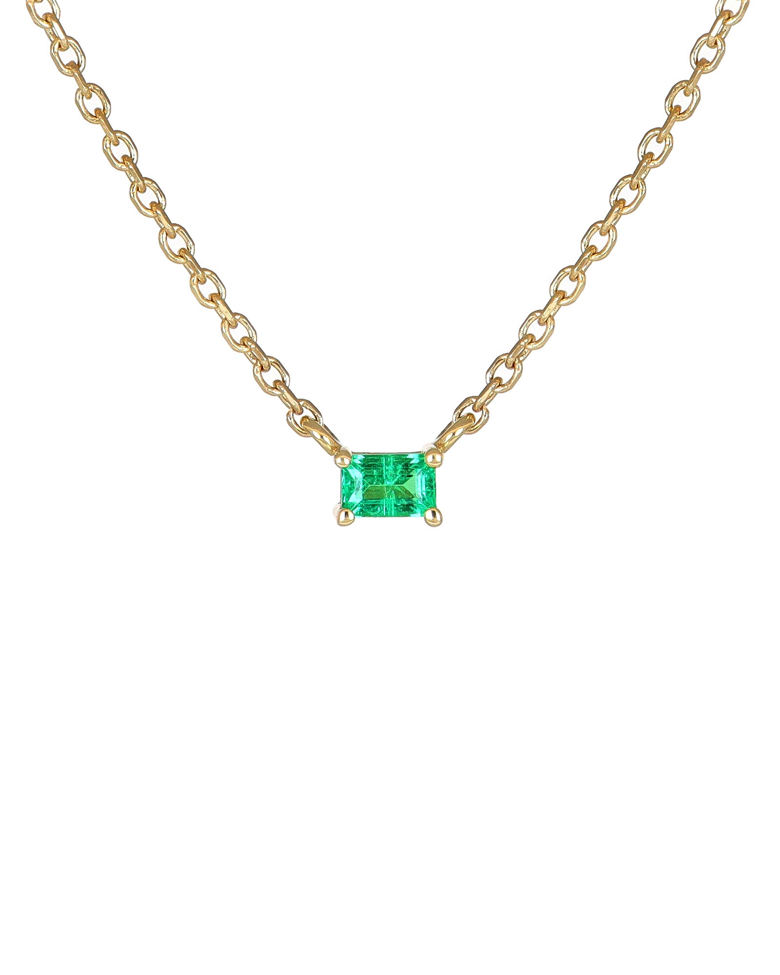 Dainty Emerald Solitaire Necklace