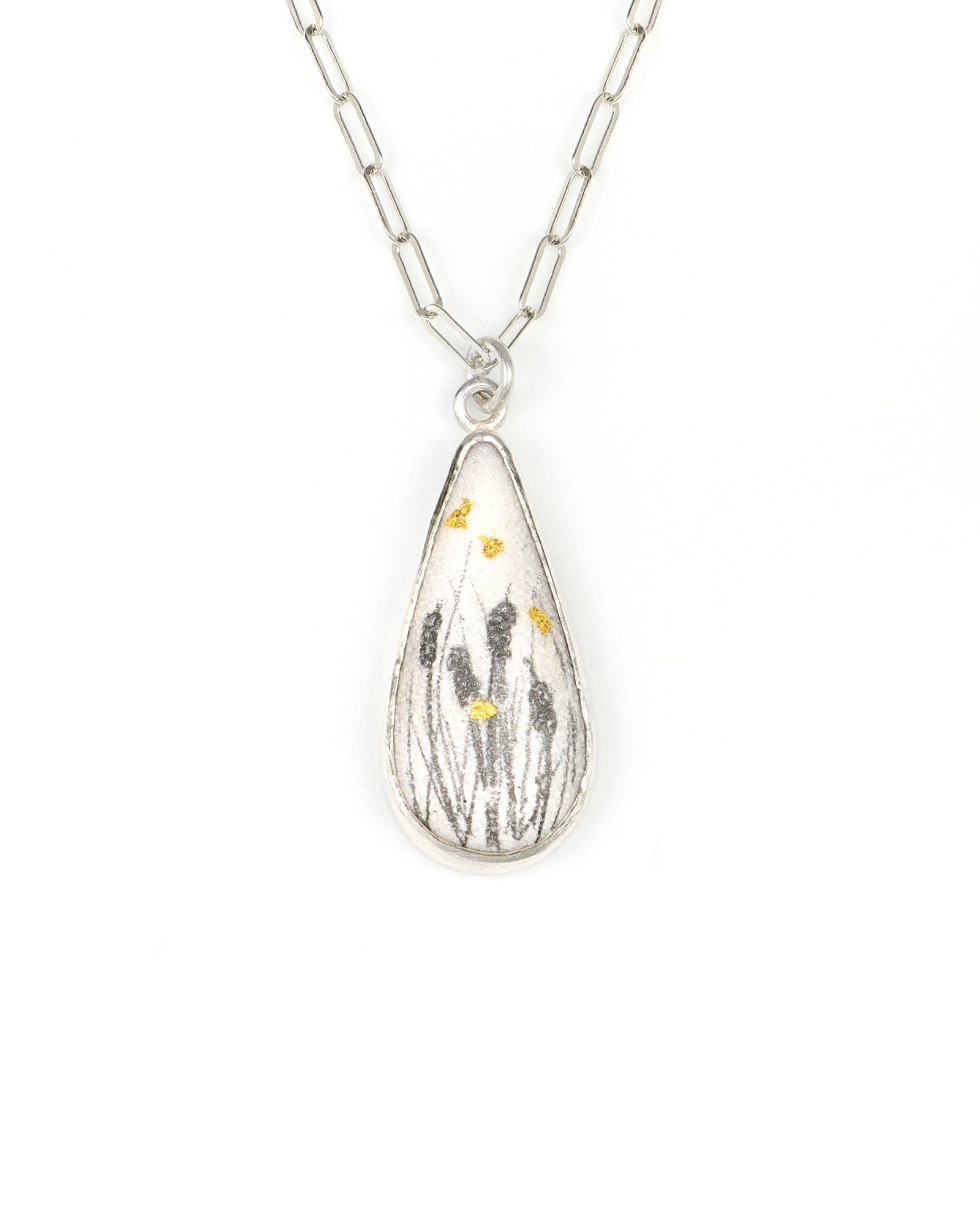 Cattail Teardrop Charm