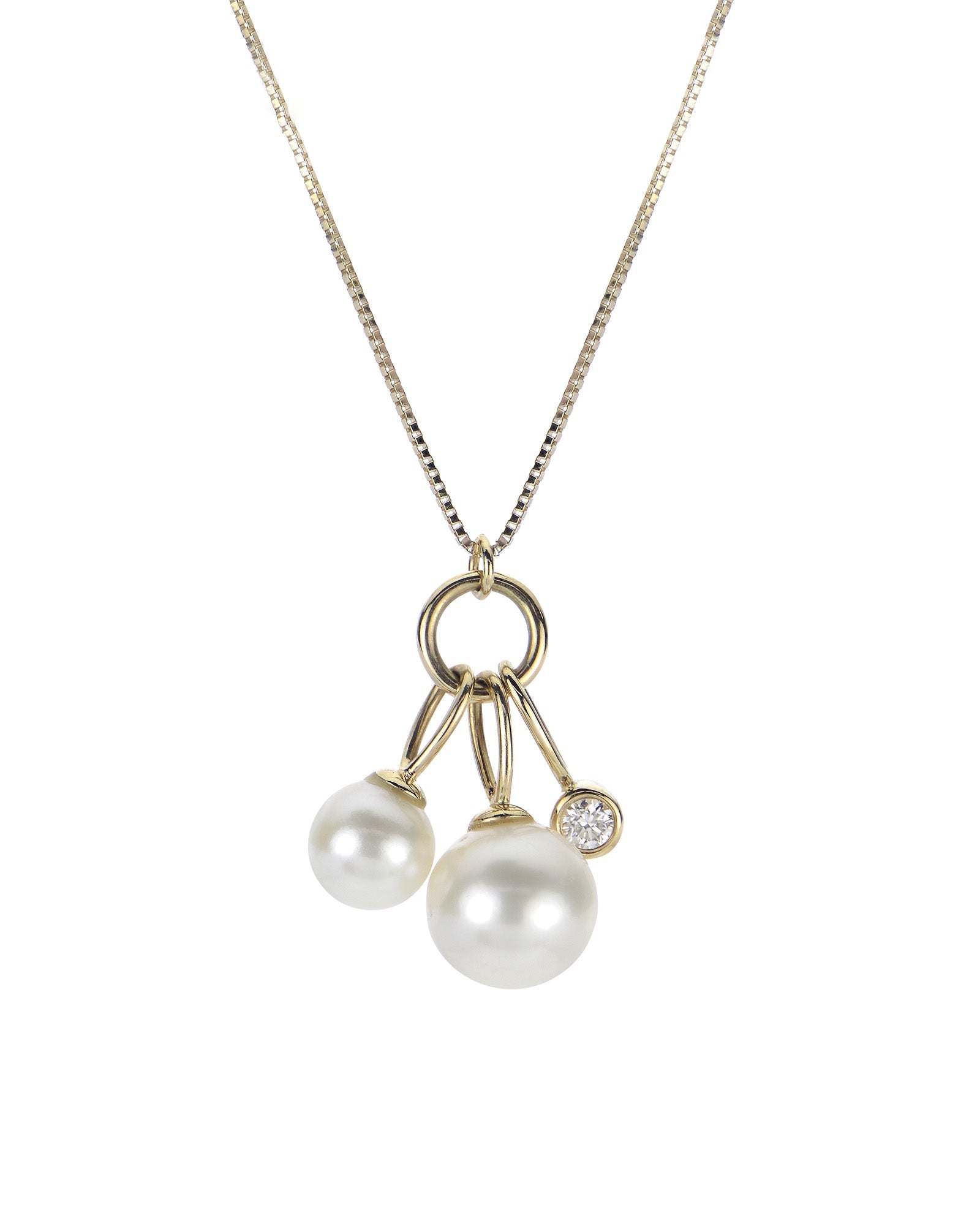 Pearl & Diamond Charm Necklace