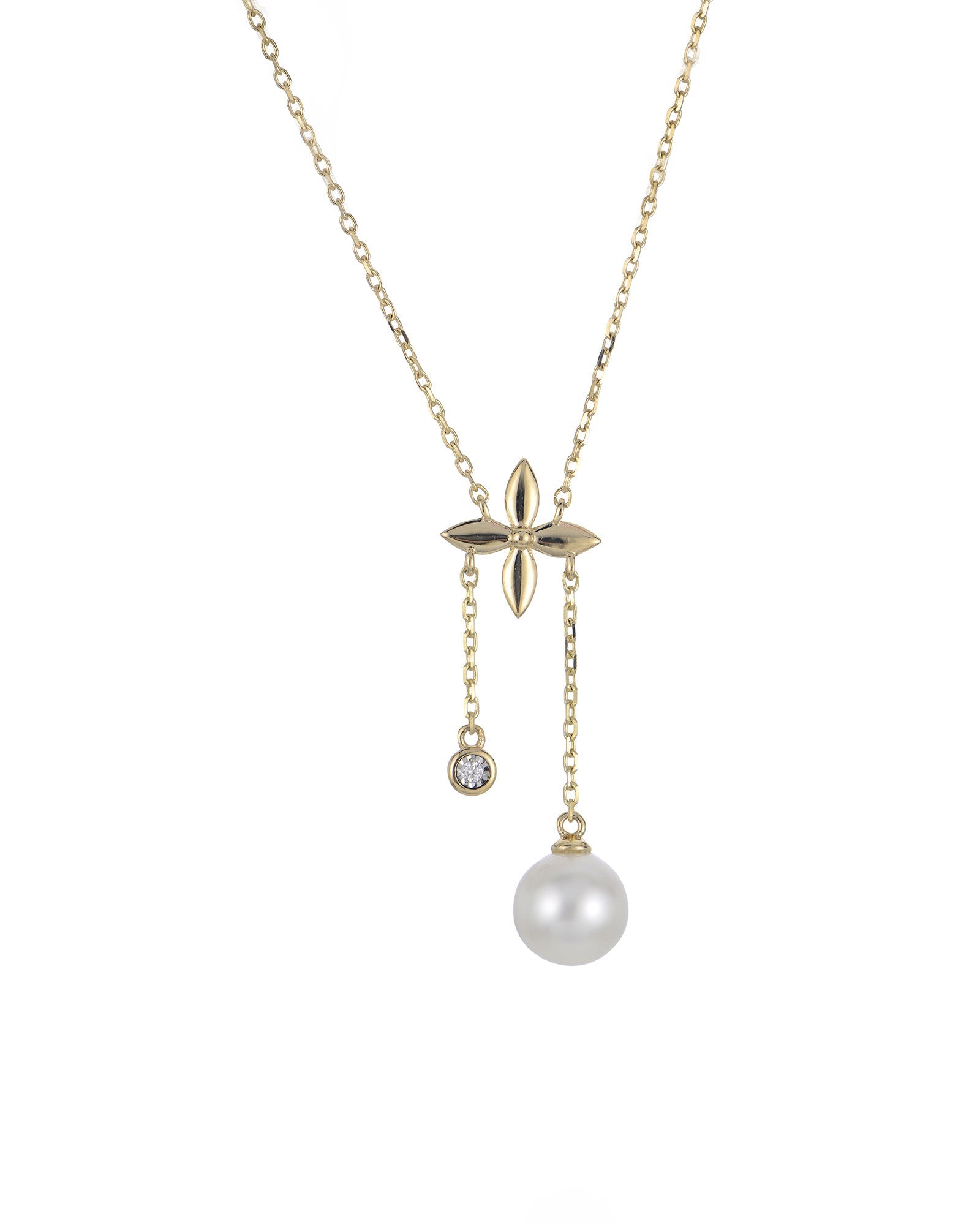 Flower & Pearl Dangle Necklace