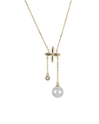 Flower & Pearl Dangle Necklace