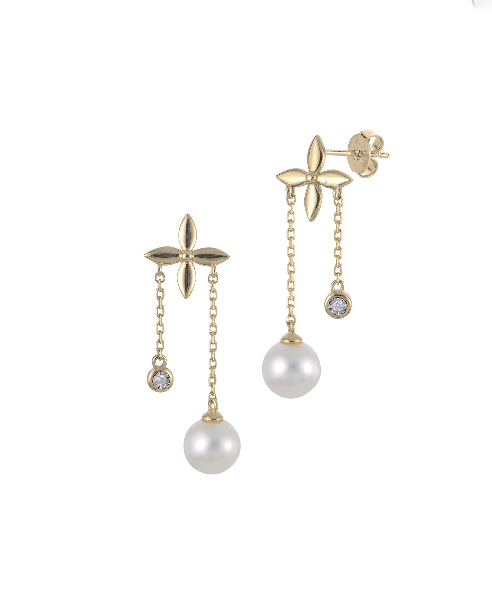 Flower & Pearl Dangle Earrings