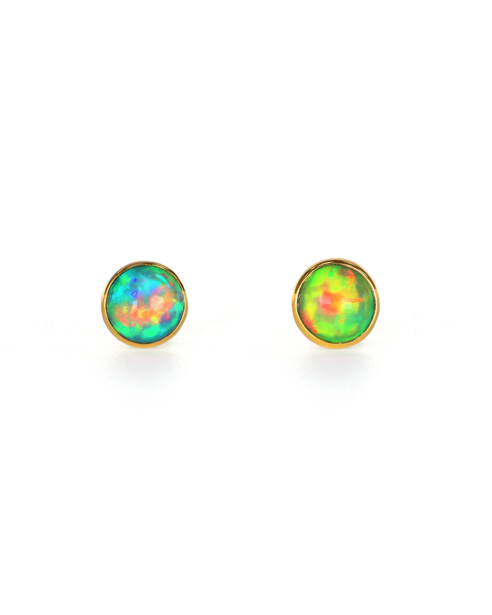 Round Opal Stud Earrings