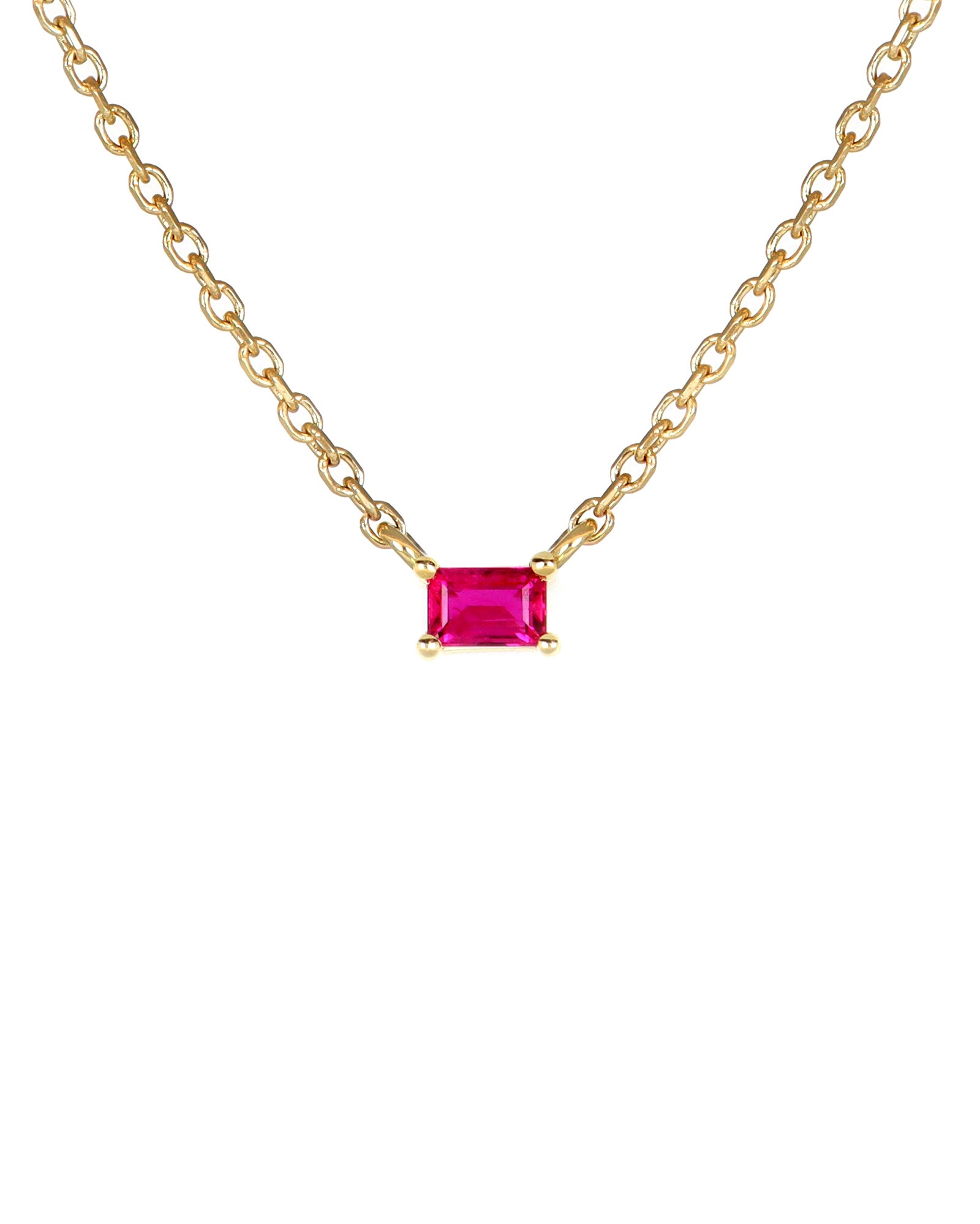 Dainty Ruby Baguette Necklace