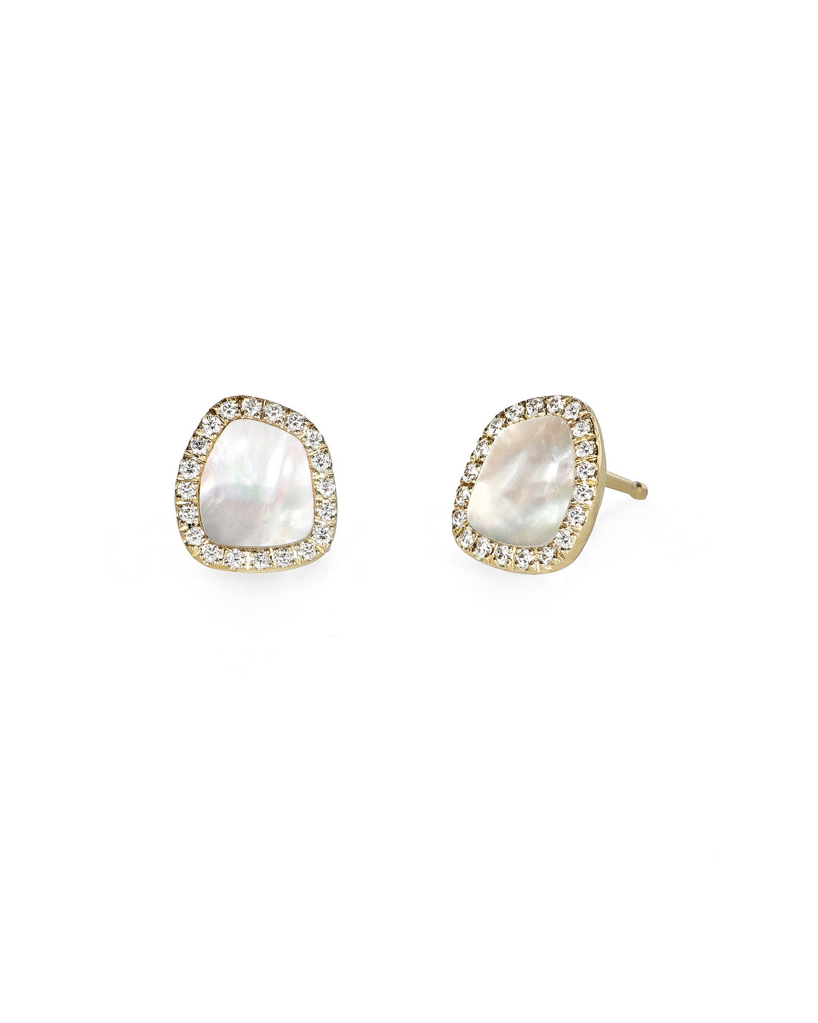 Mother of Pearl & Diamond Halo Earrings