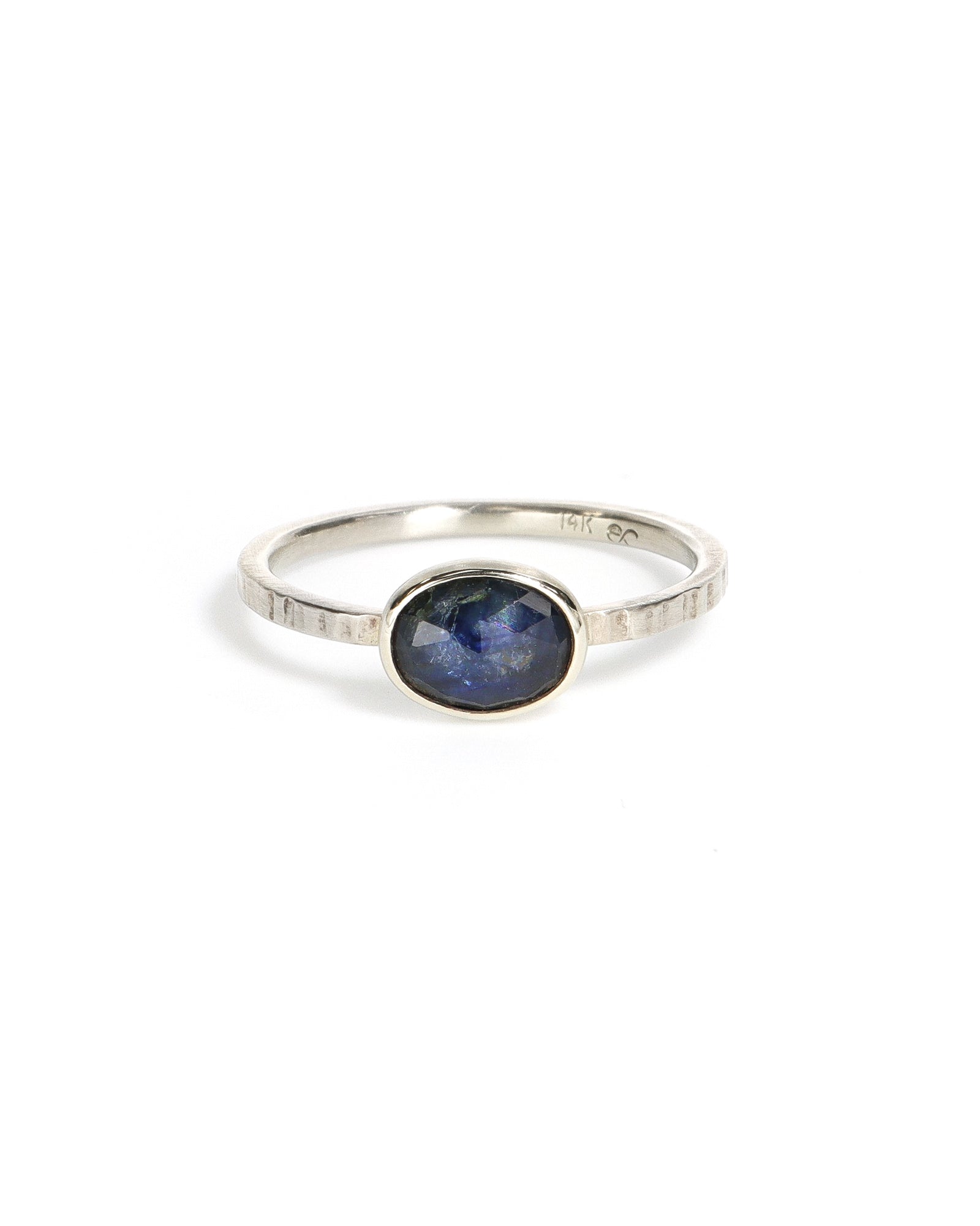 Oval Blue Rose Cut Sapphire Ring