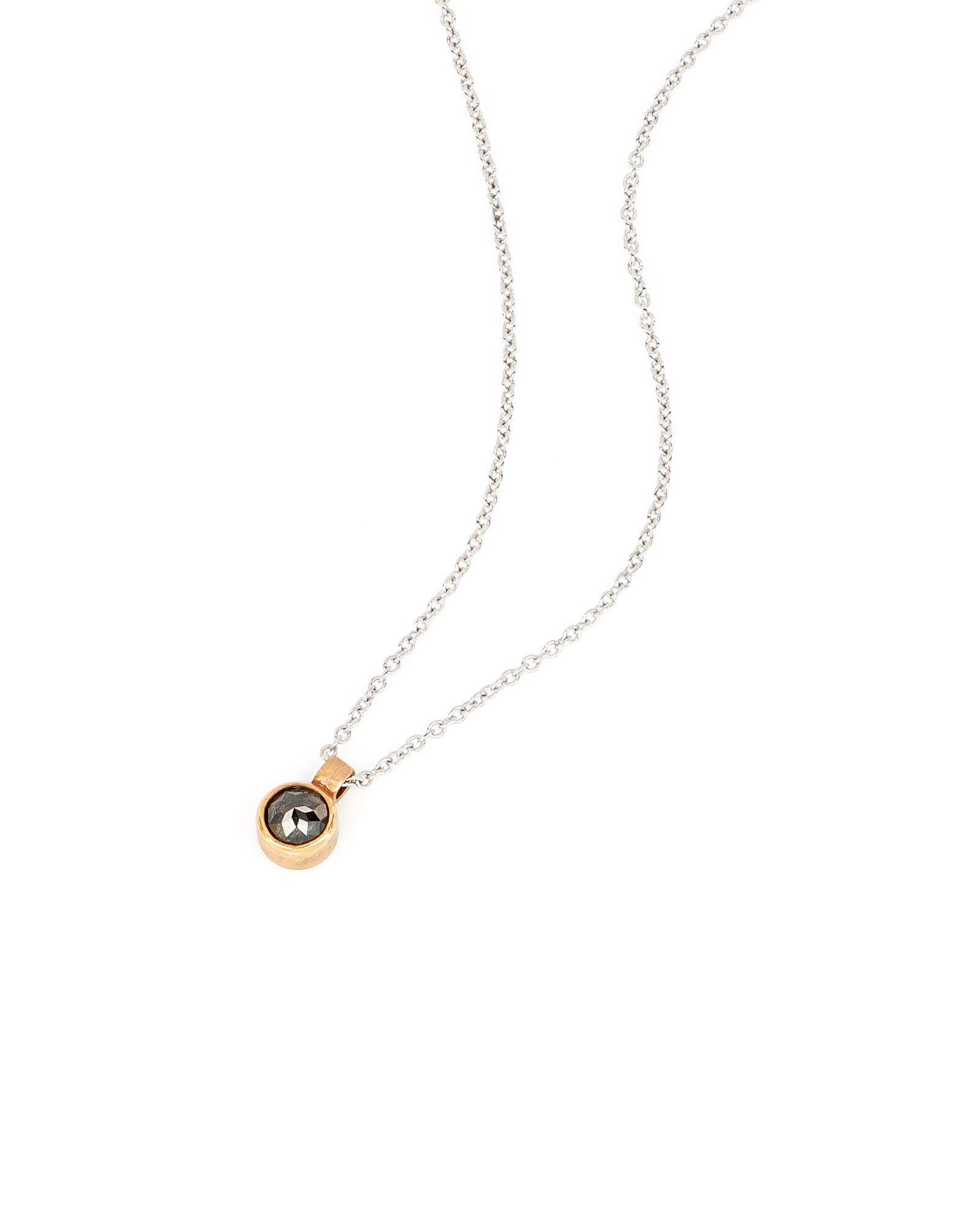 Salt and Pepper Diamond in Rose Gold Bezel Set Necklace