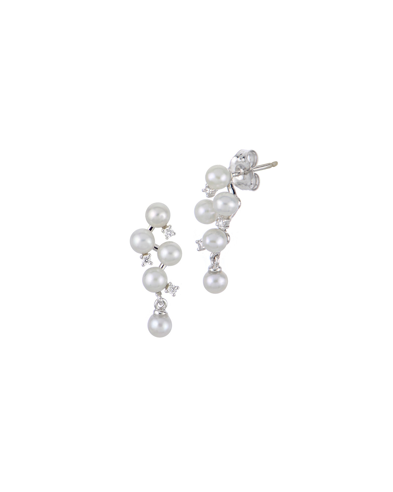 Diamonds & Pearls Cascading Cluster Earrings