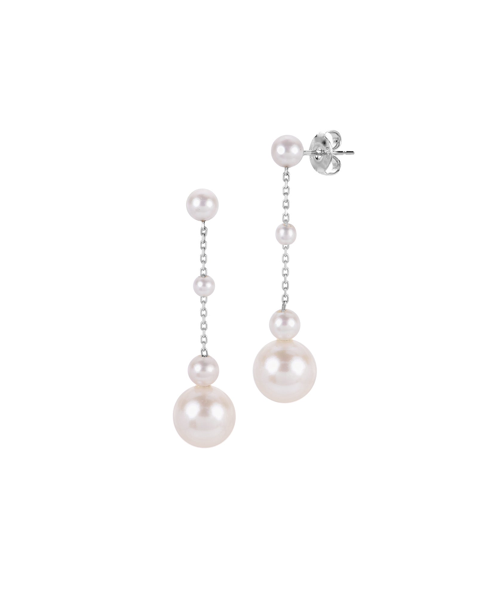 Long Dangle Graduated Pearl Earrings