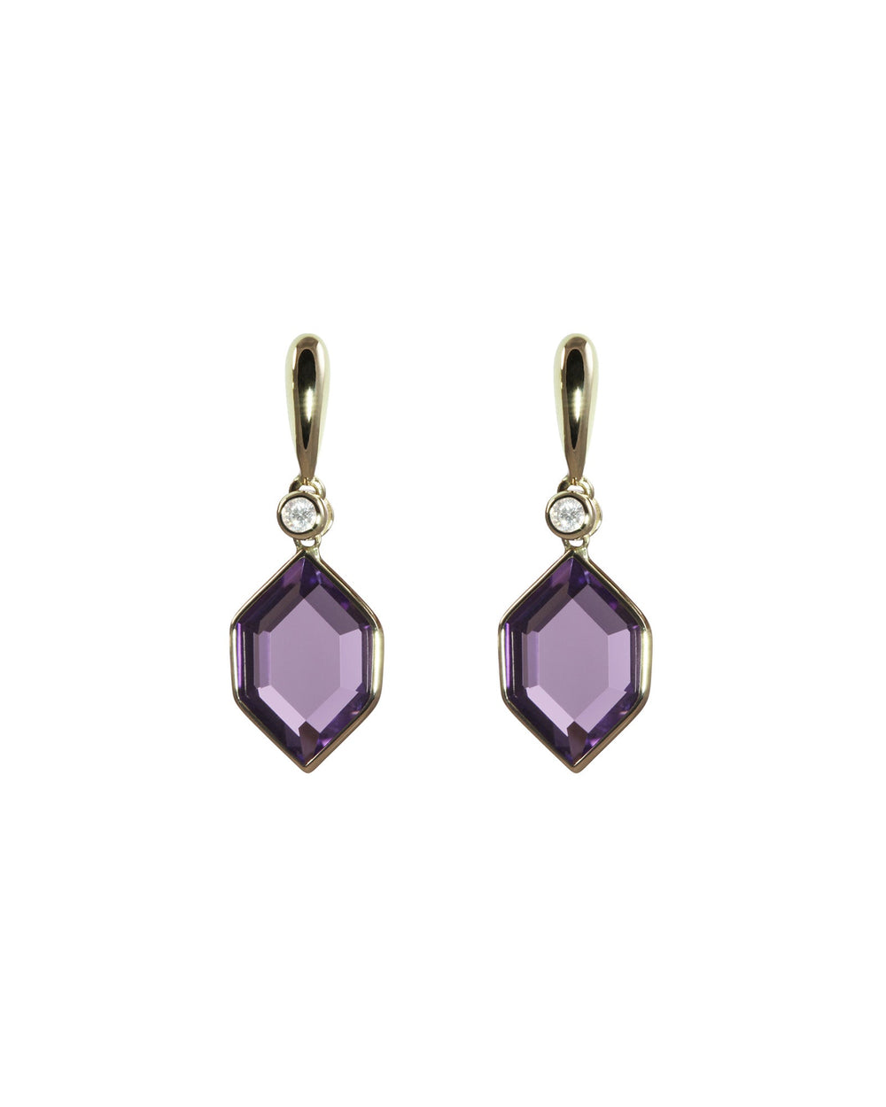 Amethyst Hexagon Drop Earrings