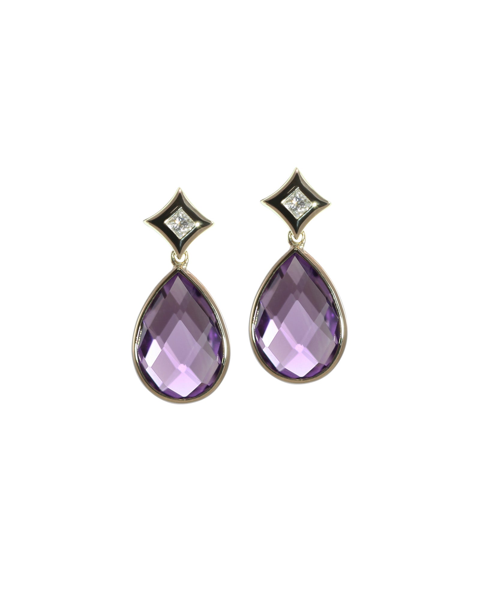 Pear Amethyst and Diamond earrings