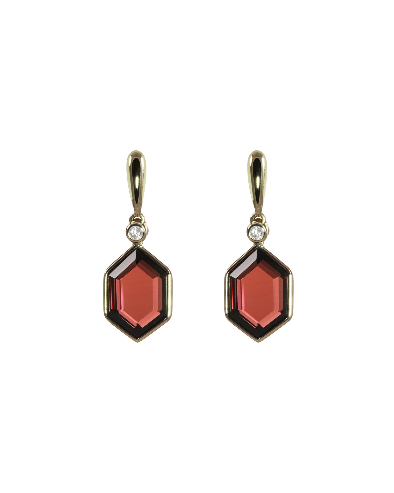 Garnet Hexagon Drop Earrings