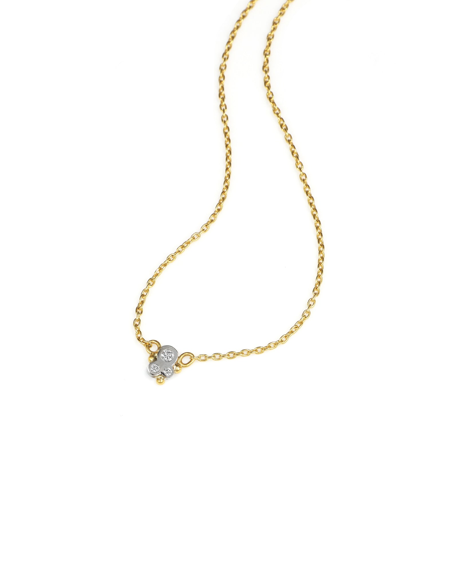 Gold dainty diamond cluster necklace