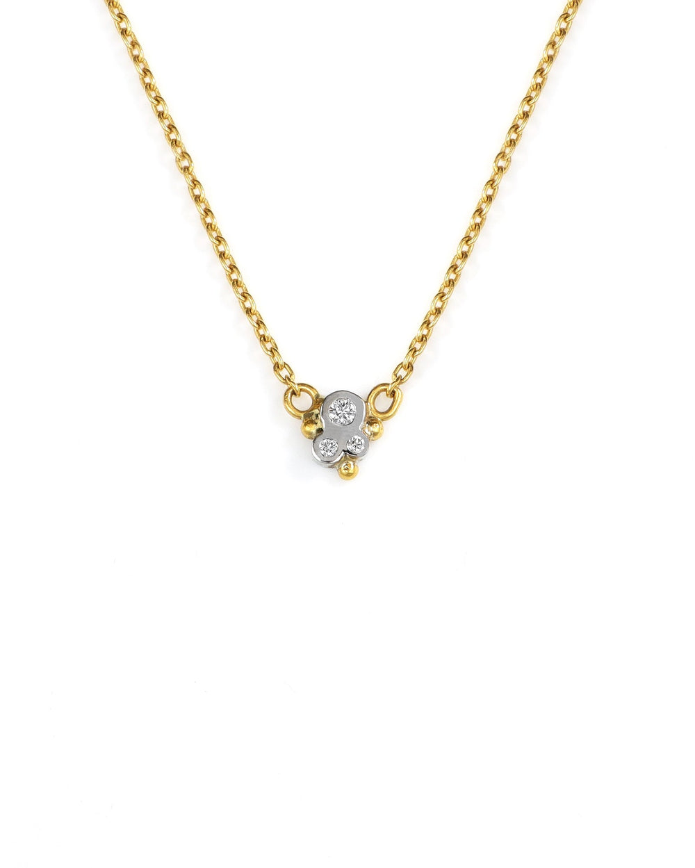 Gold dainty diamond cluster necklace