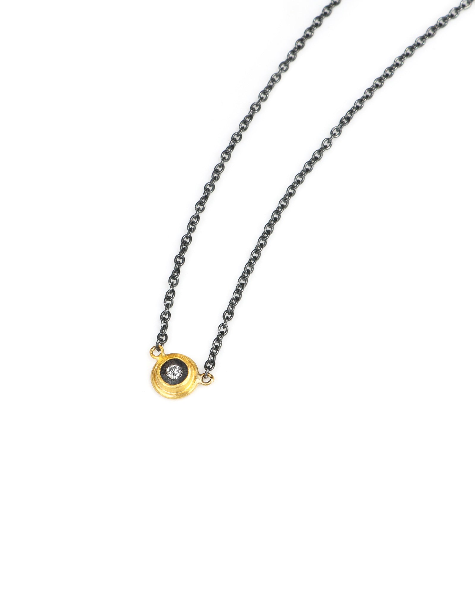 Two Tone Single Diamond Necklace