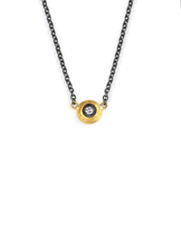 Two Tone Single Diamond Necklace