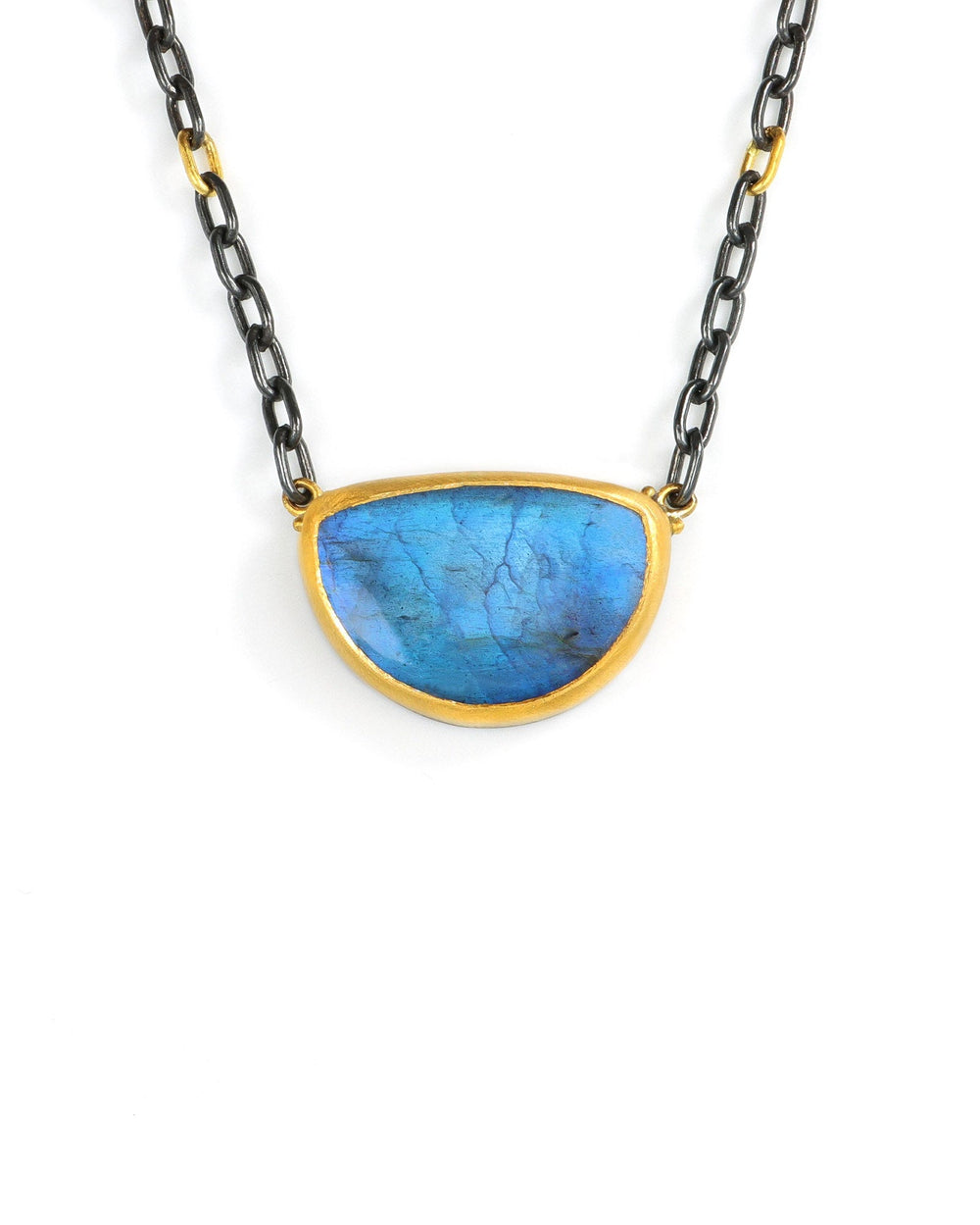 Freeform Labradorite Two Tone necklace