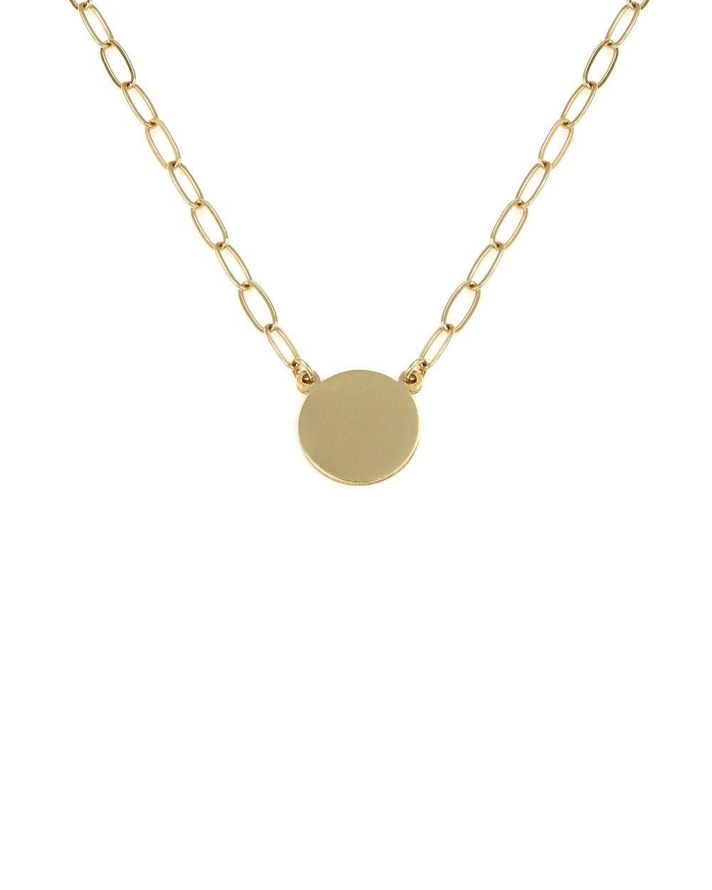 Engravable 14k Gold Disk Pendant