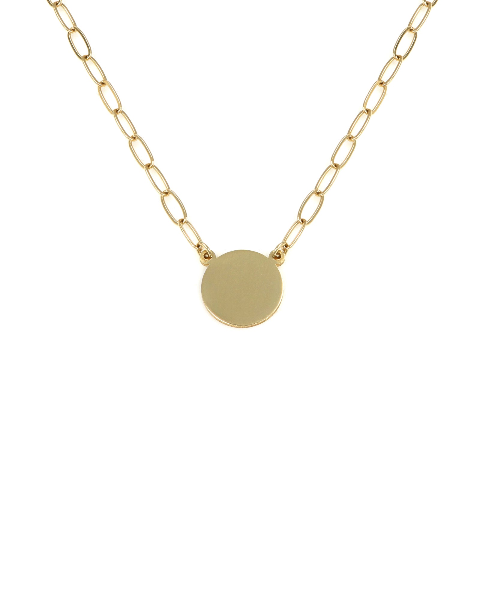Engravable 14k Gold Disk Pendant