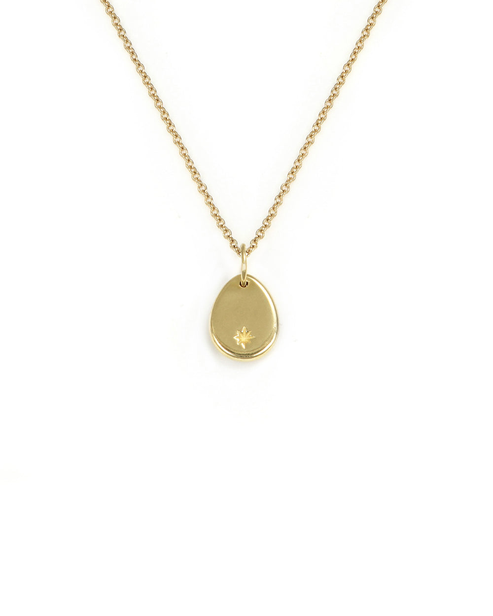 Engravable 14k Gold Pear with Starburst Necklace
