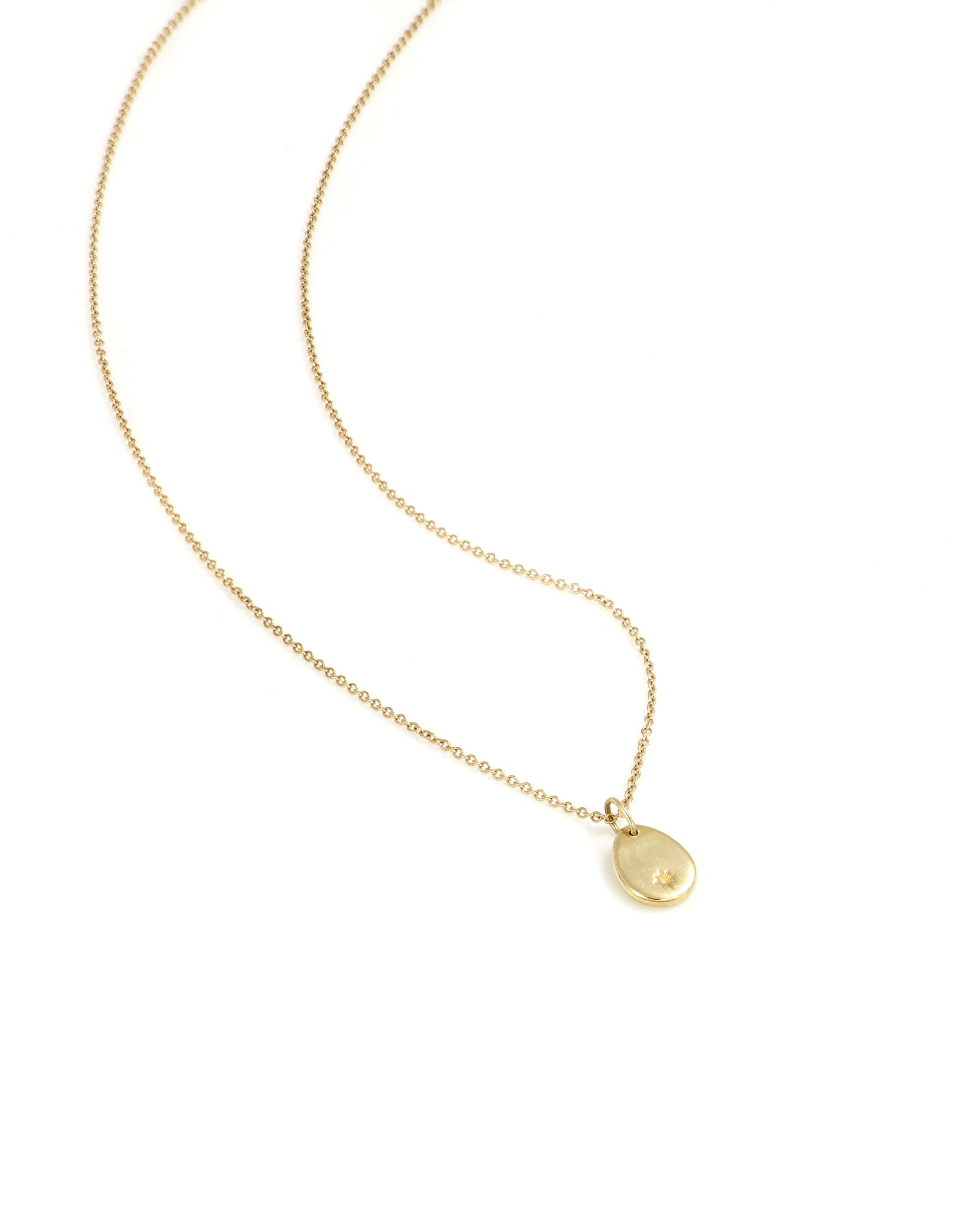 Engravable 14k Gold Pear with Starburst Necklace
