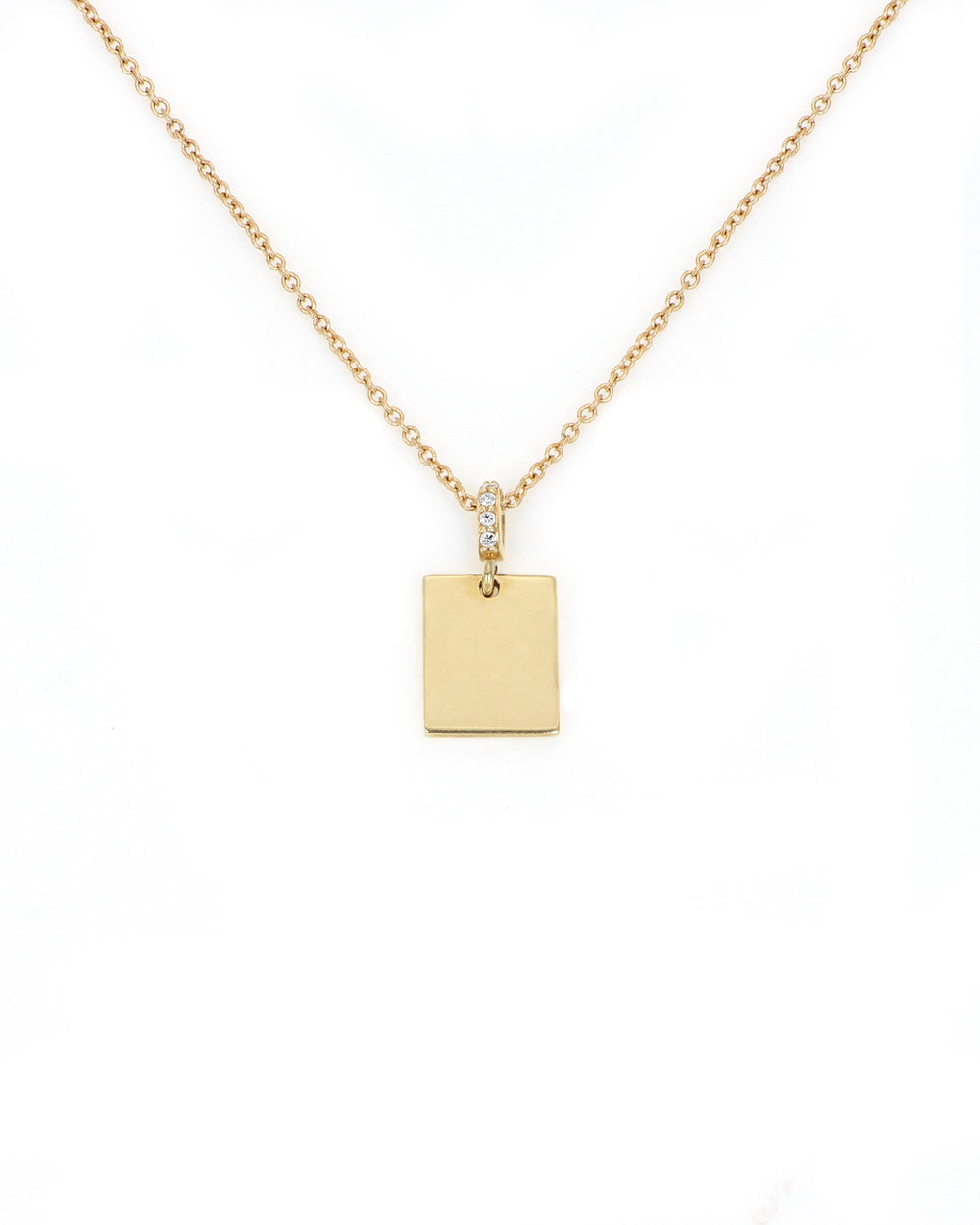 Engravable Rectangle Pendant with Diamond Bail