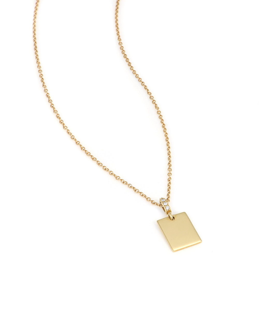 Engravable Rectangle Pendant with Diamond Bail