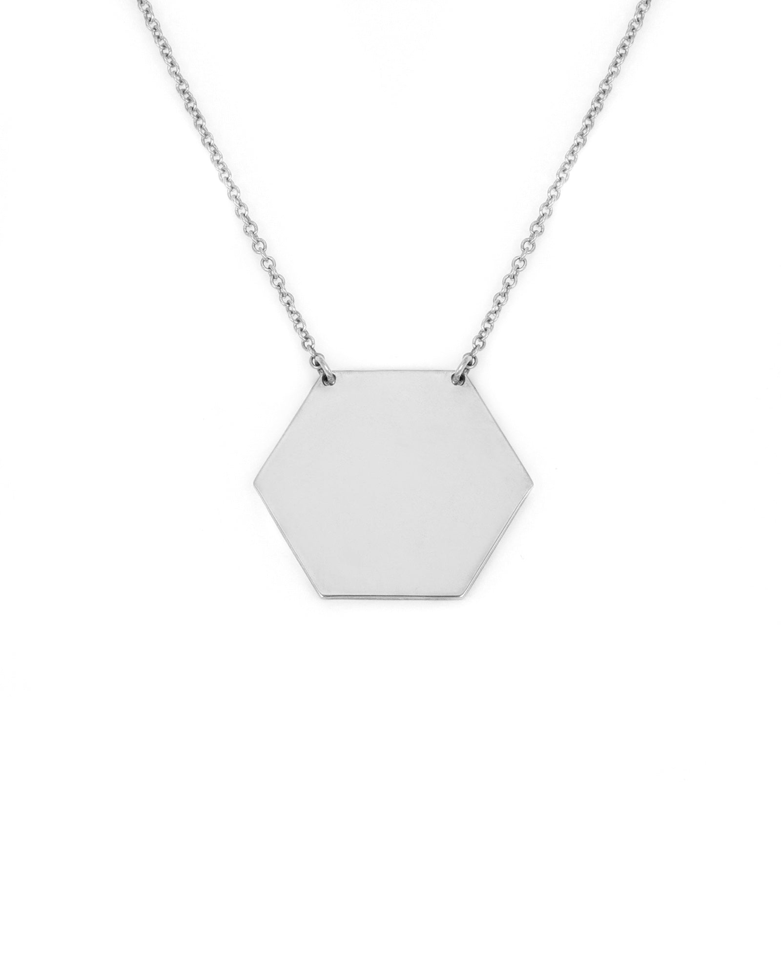 Engravable Sterling Silver Hexagon Necklace
