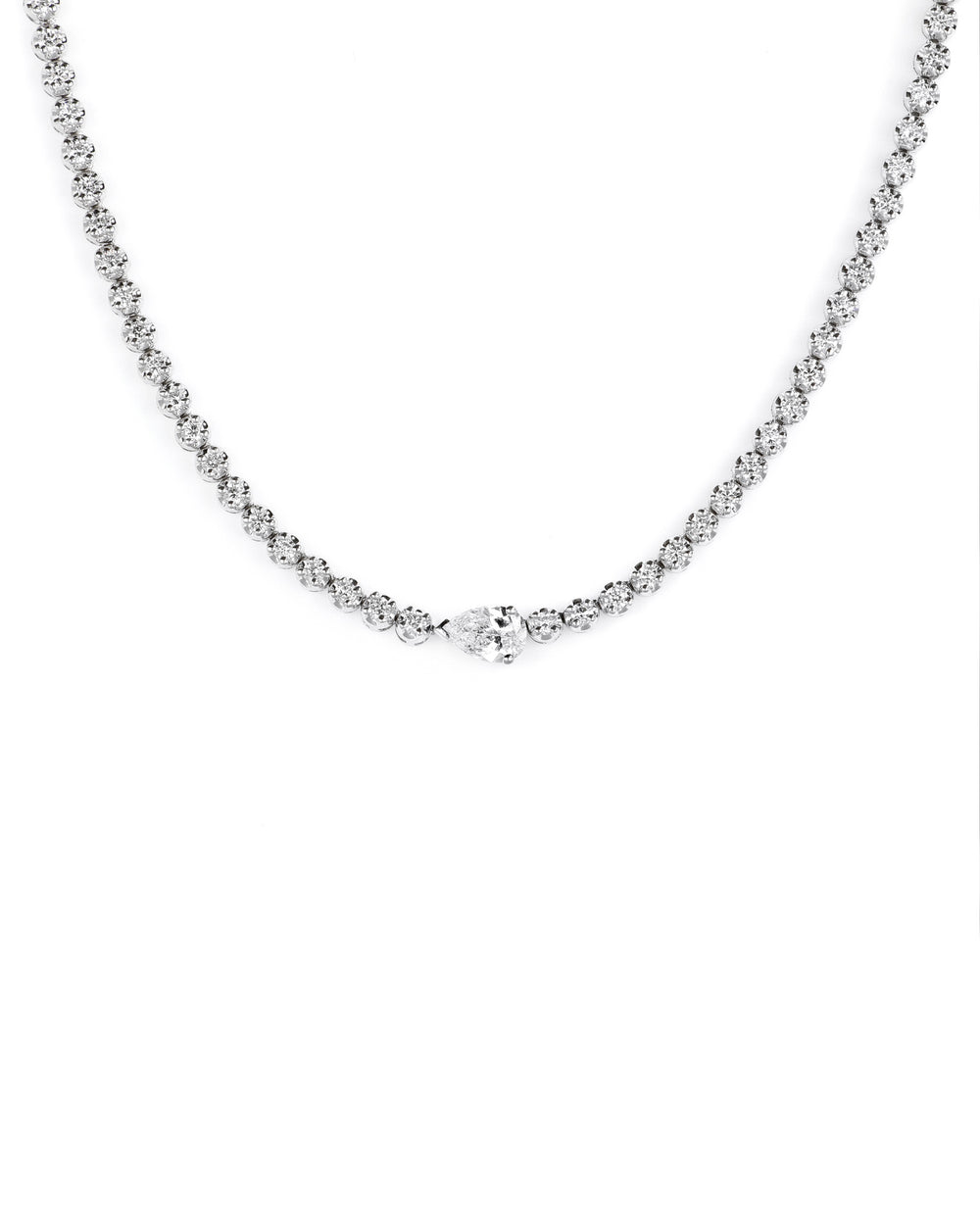 Lab Diamond Tennis Necklace with Pear Center