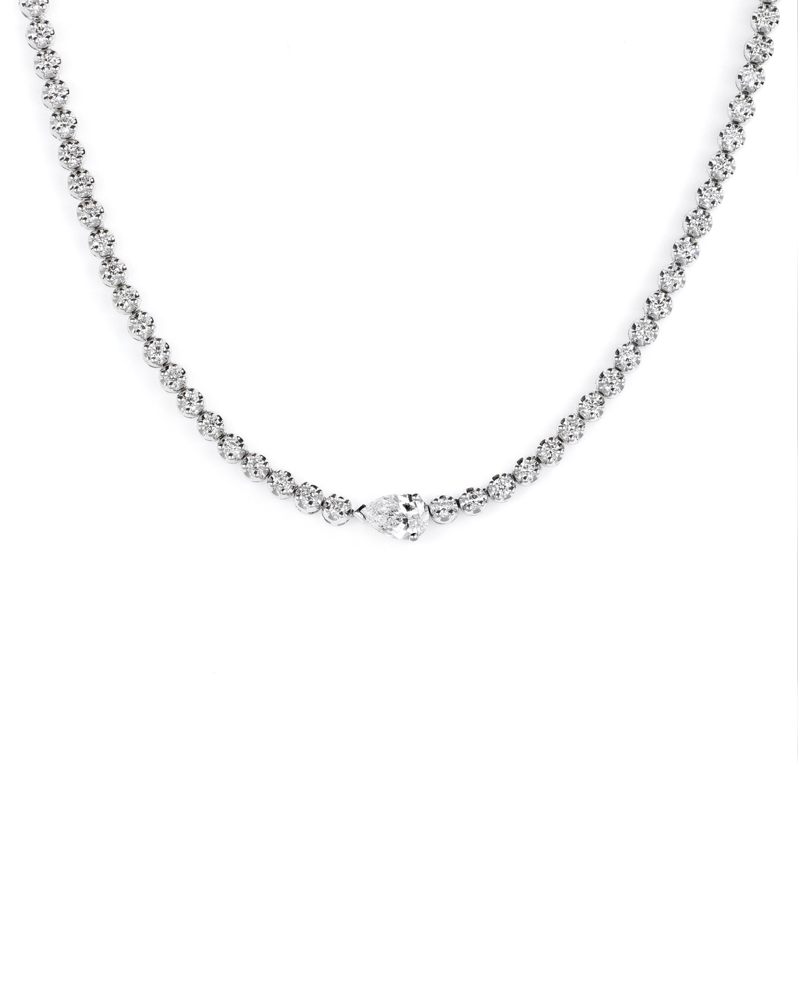 Lab Diamond Tennis Necklace with Pear Center