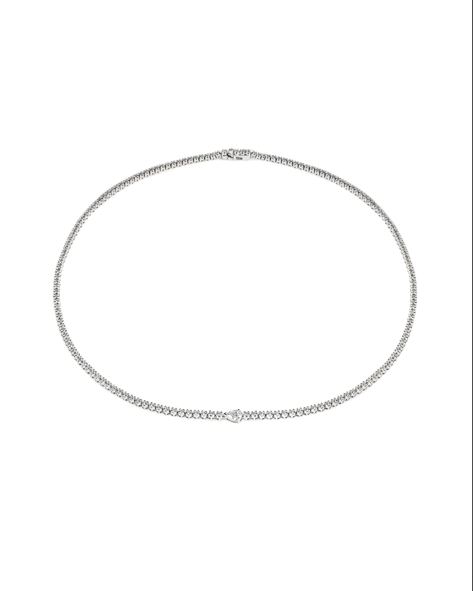 Lab Diamond Tennis Necklace with Pear Center